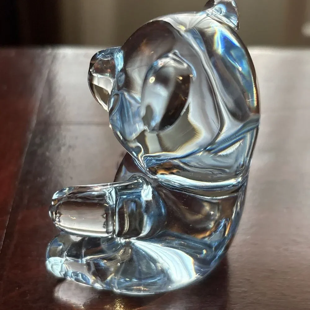 VTG Blue Crystal Oneida Teddy Bear Figurine Paperweight 2 3/4